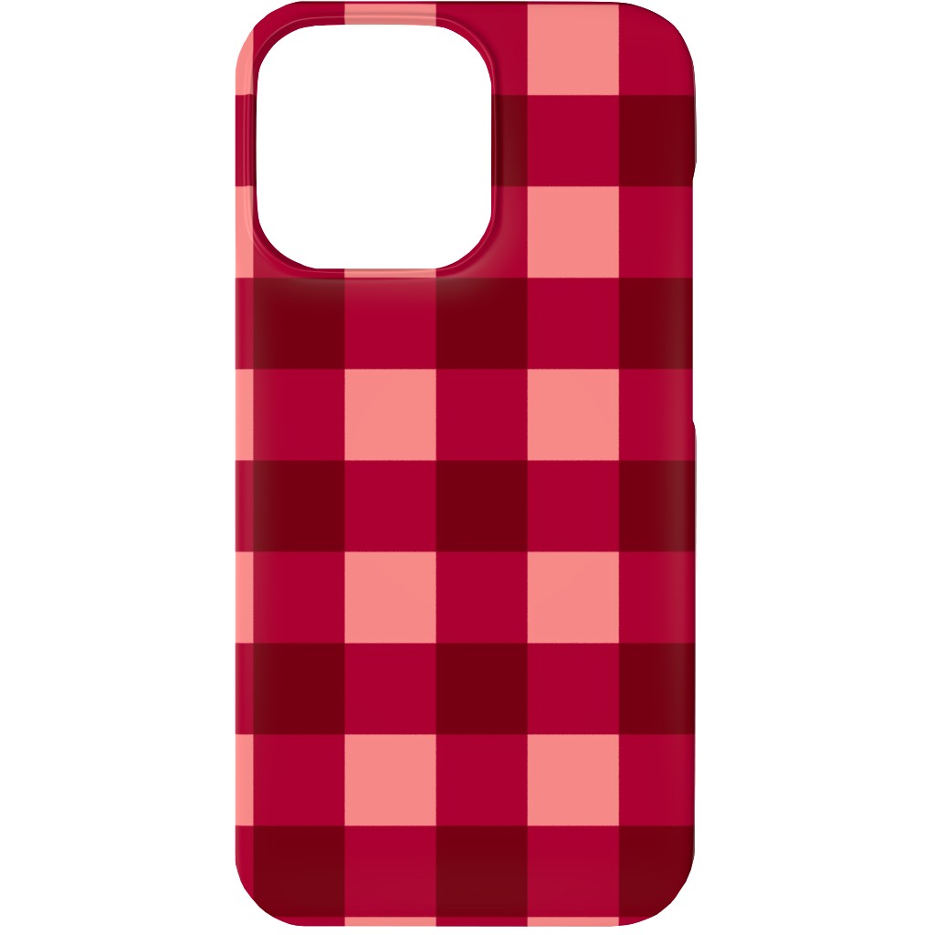 Gingham Check - Red and Pink Phone Case, Silicone Liner Case, Matte, iPhone 13, Red, Red