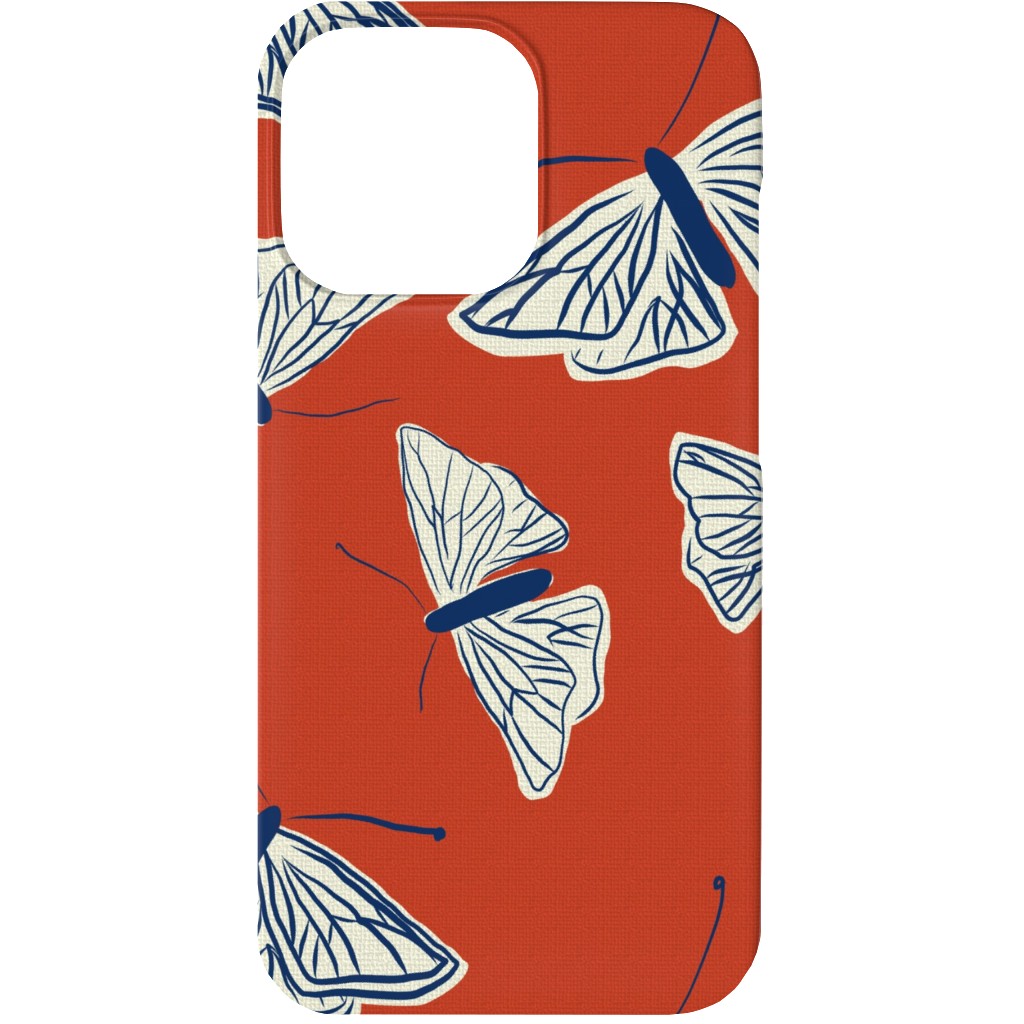Moths - Rust Phone Case, Silicone Liner Case, Matte, iPhone 13, Red