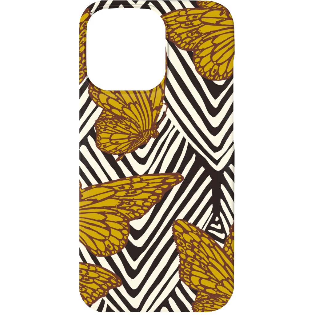 Enchanted Butterfly - Gold Phone Case, Silicone Liner Case, Matte, iPhone 13, Yellow