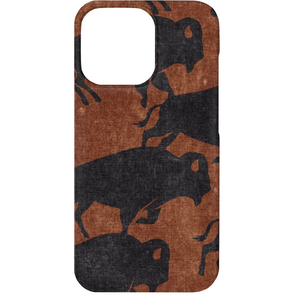 Bison Stampede - Inkwell on Brandywine Phone Case, Silicone Liner Case, Matte, iPhone 13, Brown