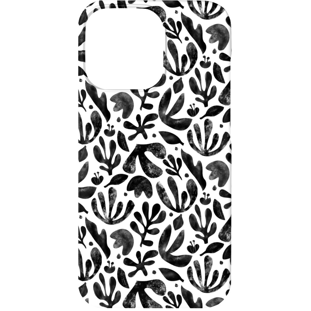 Flower Cutouts - Neutral Phone Case, Silicone Liner Case, Matte, iPhone 13, Black