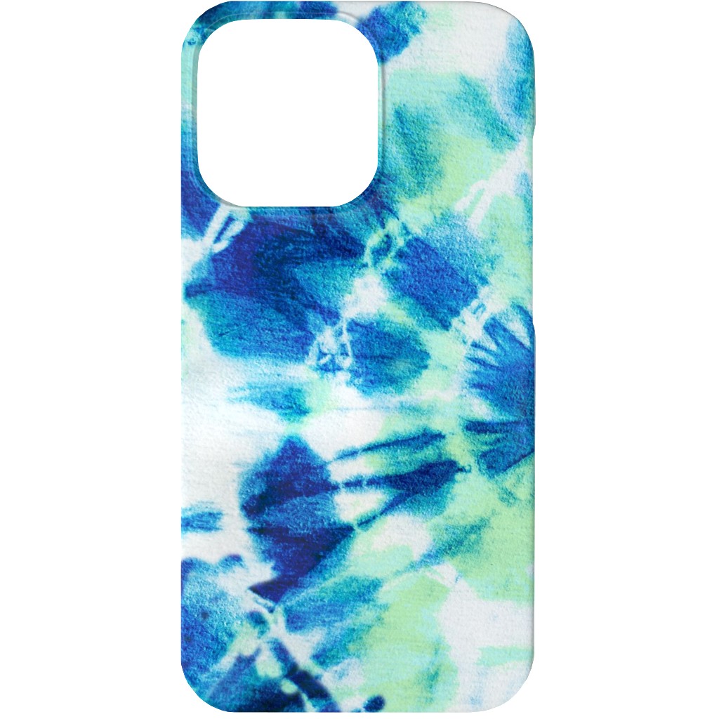 Tie Dye Ink Splat Indigo and Green Phone Case, Silicone Liner Case, Matte, iPhone 13, Blue, True Blue