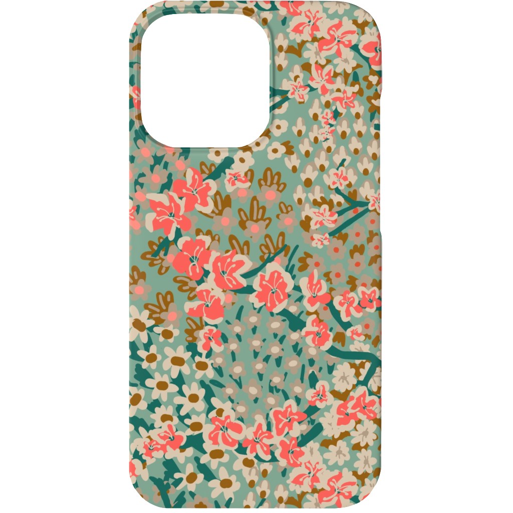 Bengal Kuma Floral - Multi Phone Case, Slim Case, Matte, iPhone 13, Green, Classic Green