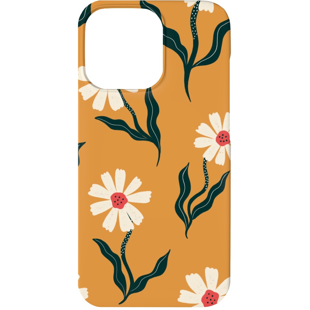 Flower Power - Orange Phone Case, Slim Case, Matte, iPhone 13, Yellow