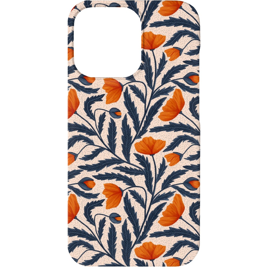 Poppy Flower - Blue and Orange Phone Case, Slim Case, Matte, iPhone 13, Blue, True Blue