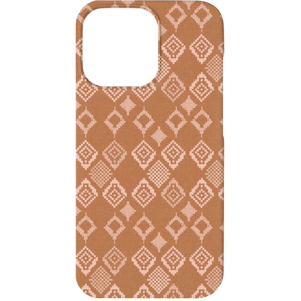 Boho Fair Isle - Rust Phone Case, Slim Case, Matte, iPhone 13, Orange