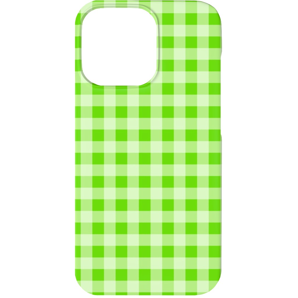 Gingham Checker - Green Phone Case, Slim Case, Matte, iPhone 13, Green, Classic Green