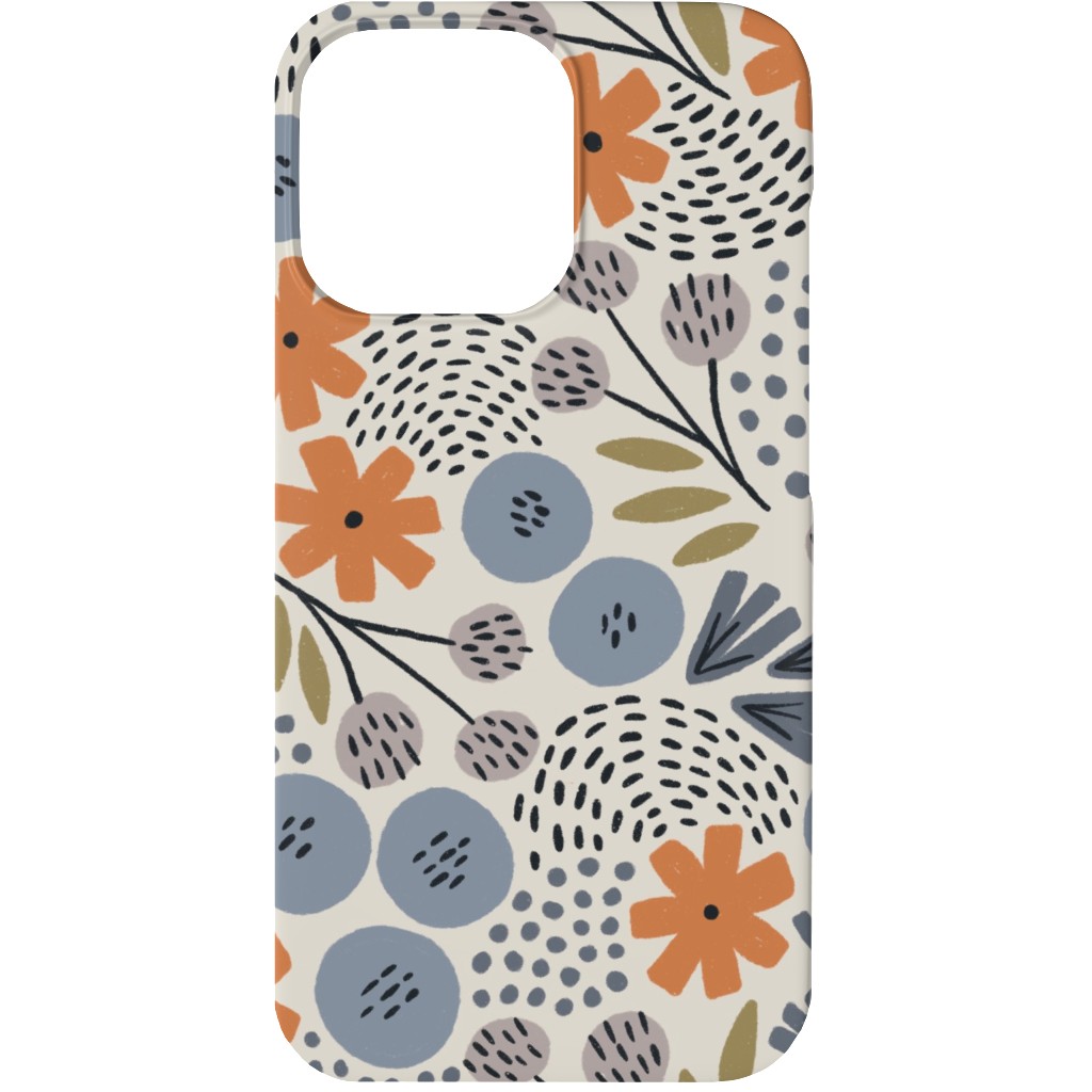 Phyllis Floral - Orange and Blue Phone Case, Slim Case, Matte, iPhone 13, Multicolor