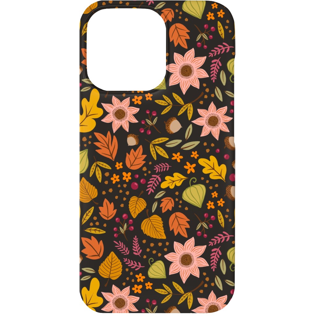 Autumn Floral - Dark Phone Case, Slim Case, Matte, iPhone 13, Multicolor