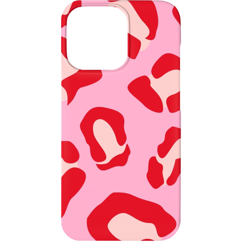 Leopard - Pink and Red Phone Case, Slim Case, Matte, iPhone 13, Pink
