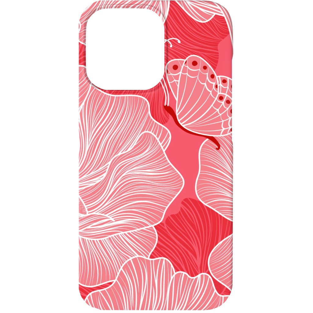 Floral & Butterflies on Scarlet Phone Case, Slim Case, Matte, iPhone 13, Pink
