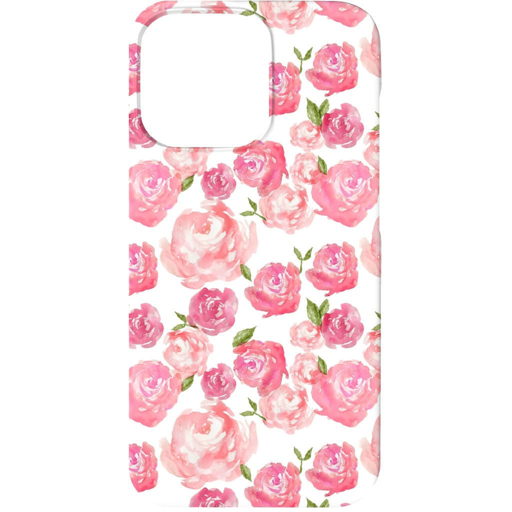 Watercolor Floral - Pink Phone Case, Slim Case, Matte, iPhone 13, Pink