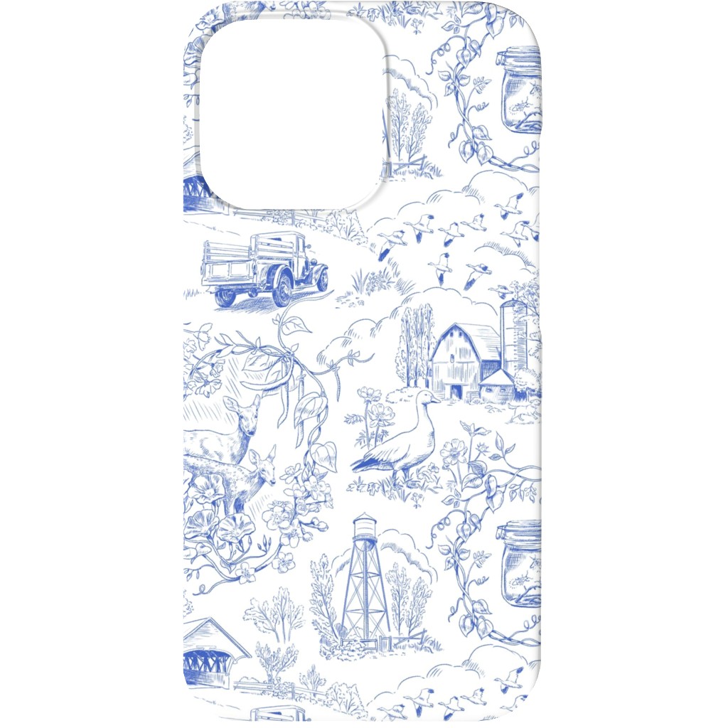 Country Living Toile - Blue Phone Case, Slim Case, Matte, iPhone 13, Blue, True Blue