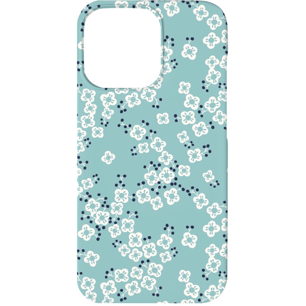 Japanese Blossom - Blue Phone Case, Slim Case, Matte, iPhone 13, Blue, True Blue