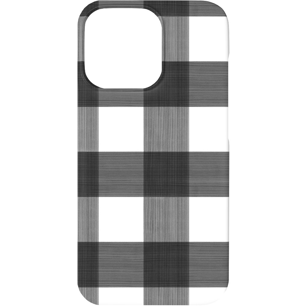 Cross Hatch Plaid Phone Case, Slim Case, Matte, iPhone 13, Black, Metal