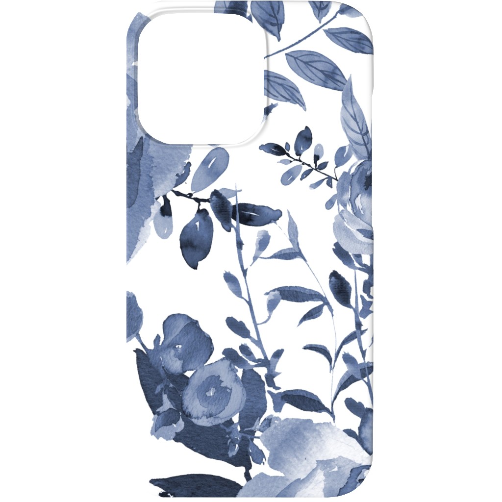 Blue and White Florals - Indigo Phone Case, Slim Case, Matte, iPhone 13, Blue