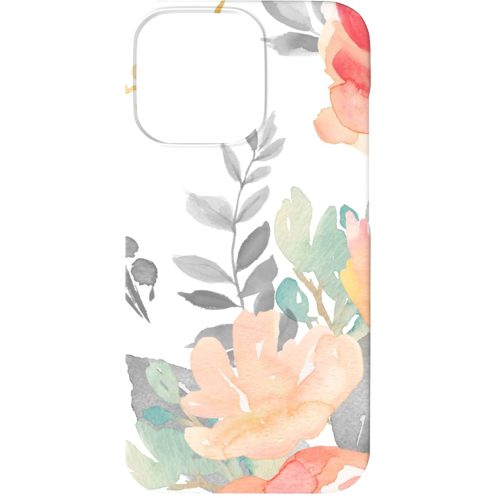 Watercolor Florals Phone Case, Slim Case, Matte, iPhone 13, Orange