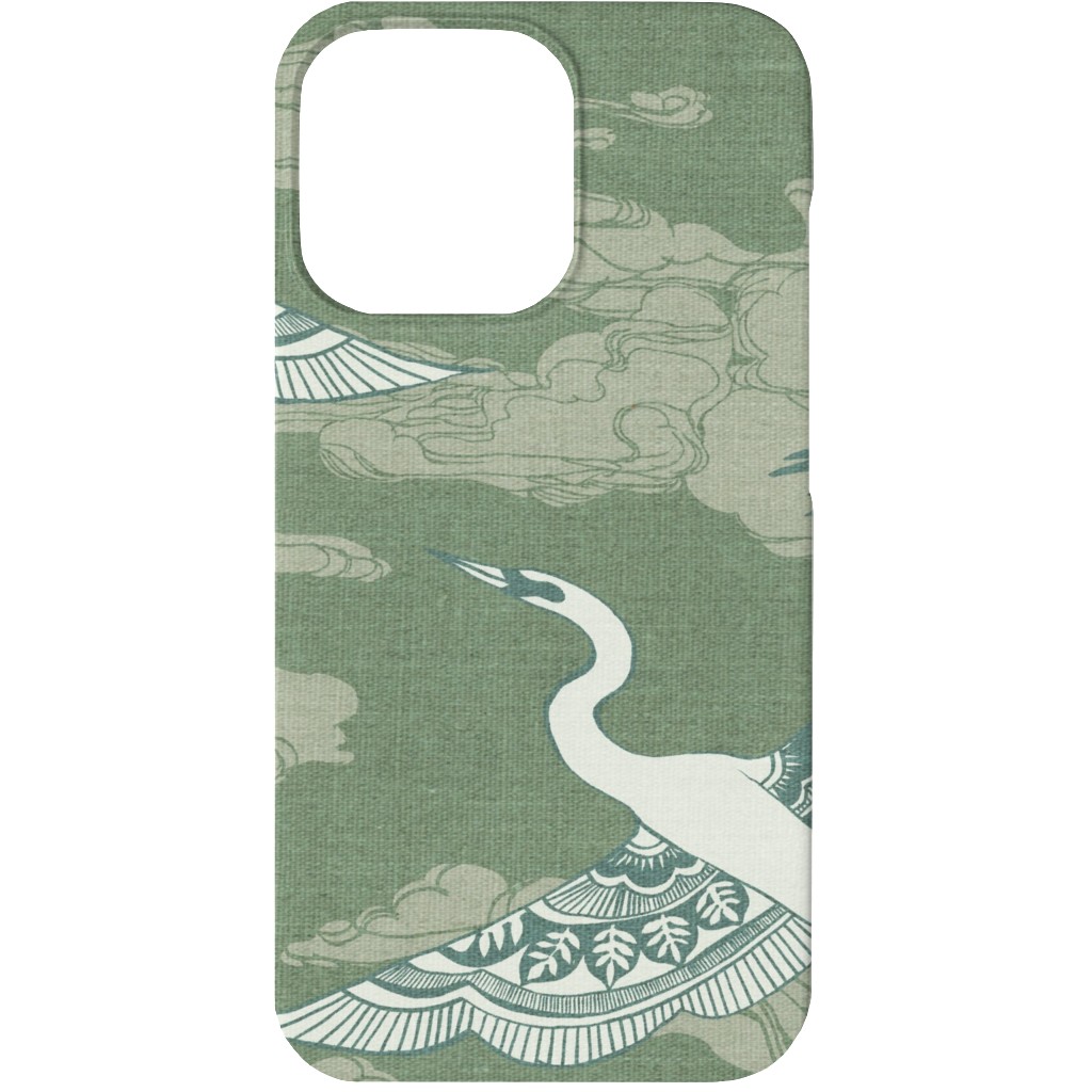 Egrets - Green Phone Case, Slim Case, Matte, iPhone 13, Green, Classic Green