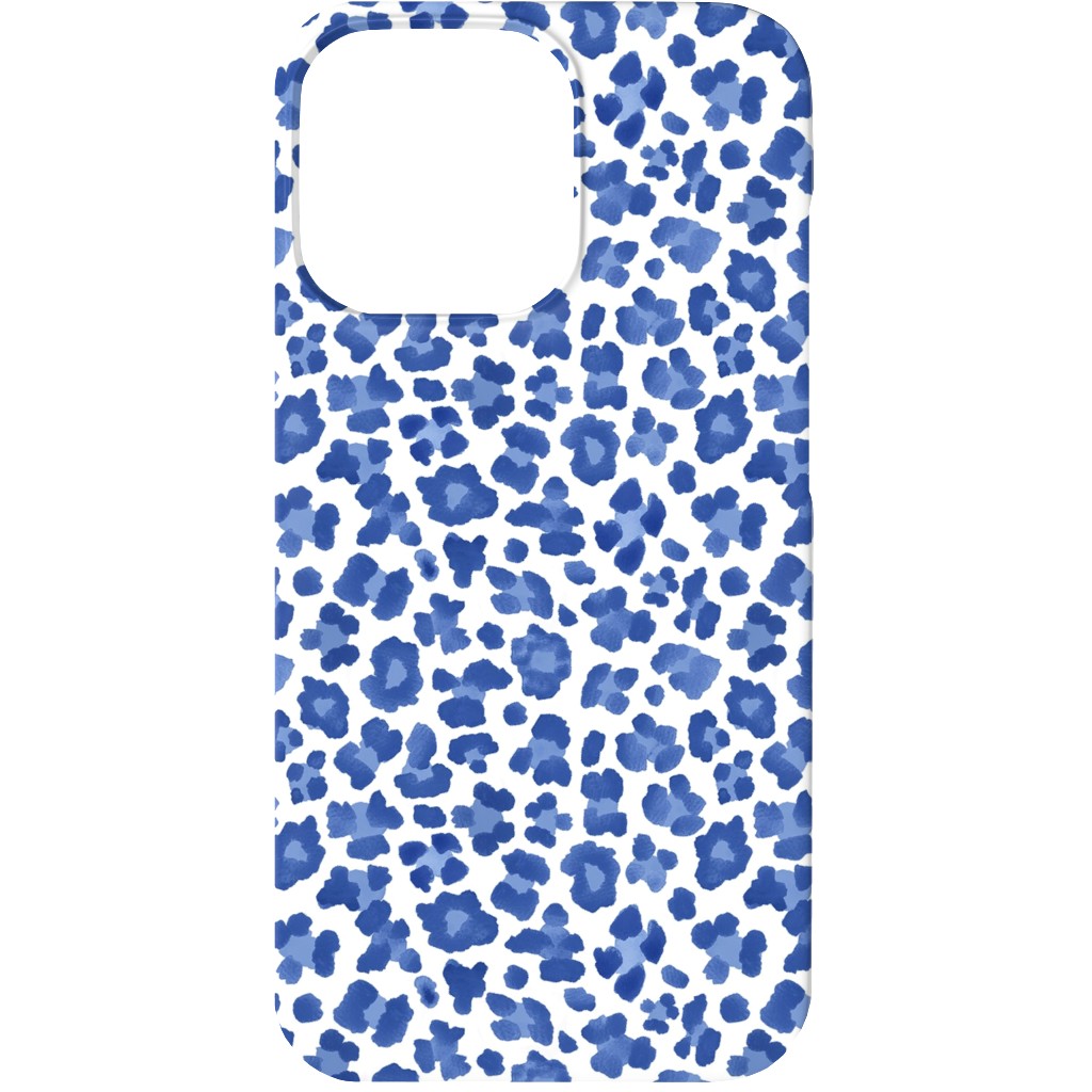 Leopard Pattern Print Phone Case, Slim Case, Matte, iPhone 13, Blue