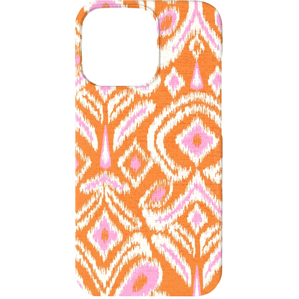 Ikat Flower - Orange and Pink Phone Case, Slim Case, Matte, iPhone 13, Orange