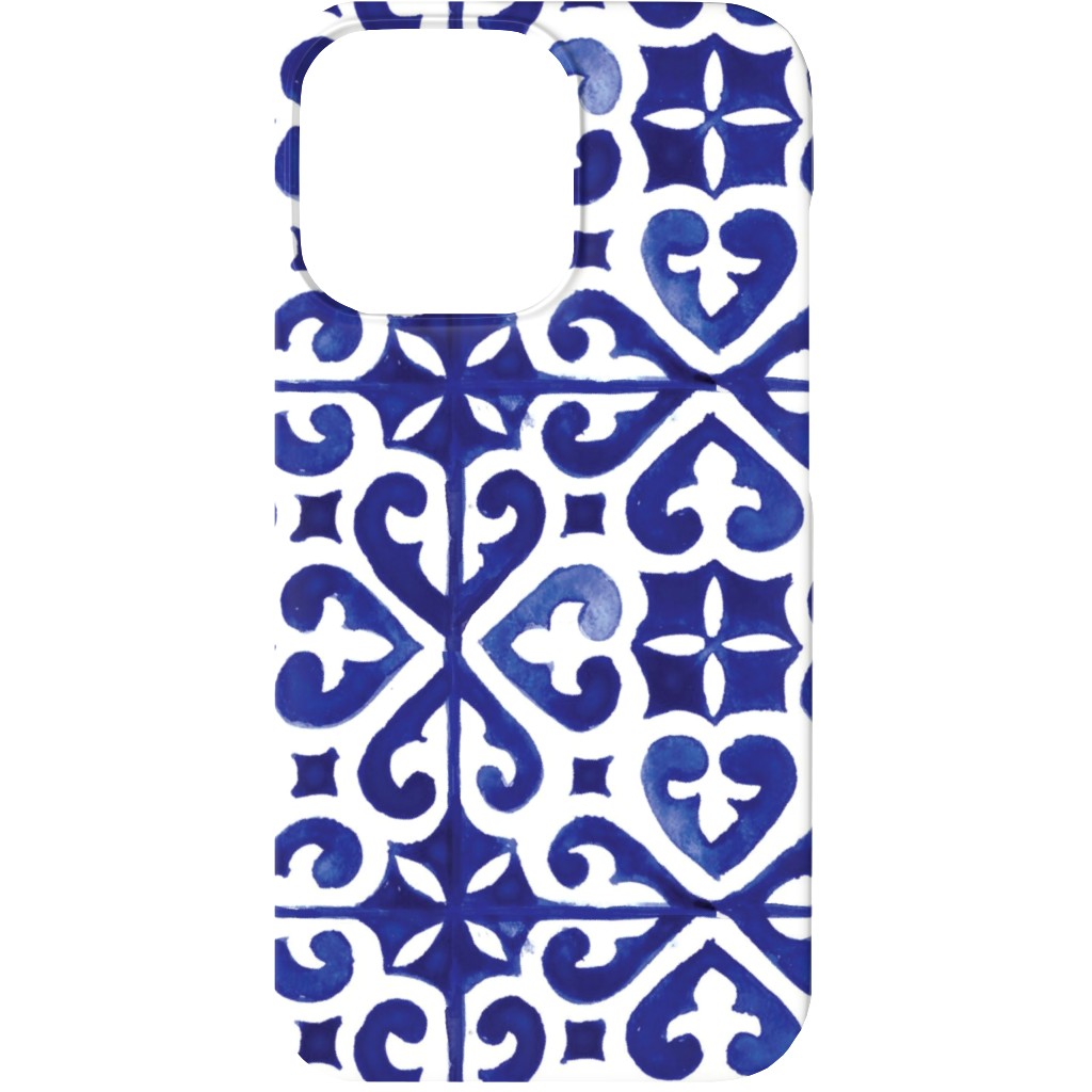 Lisbon Tiles Watercolor - Blue Phone Case, Slim Case, Matte, iPhone 13, Blue