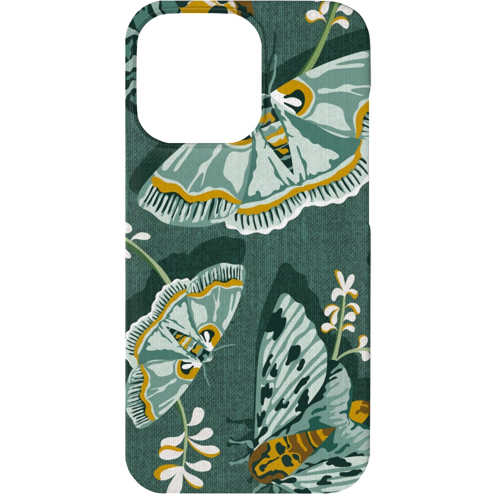 Gathering Moths - Green Phone Case, Slim Case, Matte, iPhone 13, Green, Classic Green