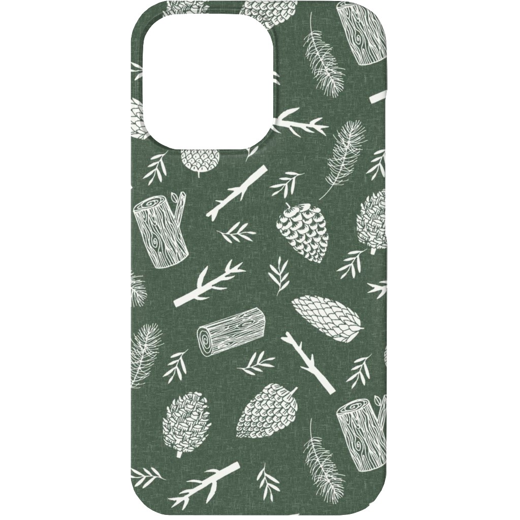 Pinecones - Hunter Green Phone Case, Slim Case, Matte, iPhone 13, Green