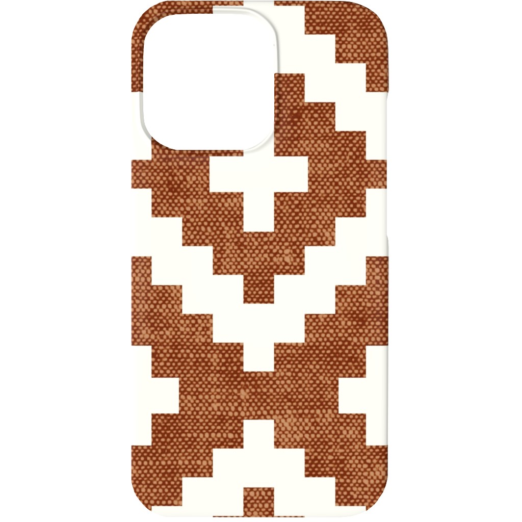 Geometric Woven Aztec - Ginger Phone Case, Slim Case, Matte, iPhone 13, Brown, Brown