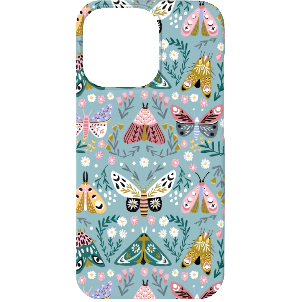 Spring Floral and Butterflies - Blue Phone Case, Slim Case, Matte, iPhone 13, Multicolor