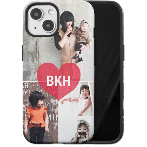 Heart Monogram iPhone Case, Silicone Liner Case, Matte, iPhone 14, Red, cherry