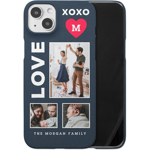 XOXO Heart Grid iPhone Case, Slim Case, Matte, iPhone 14 Plus, Red, fire engine