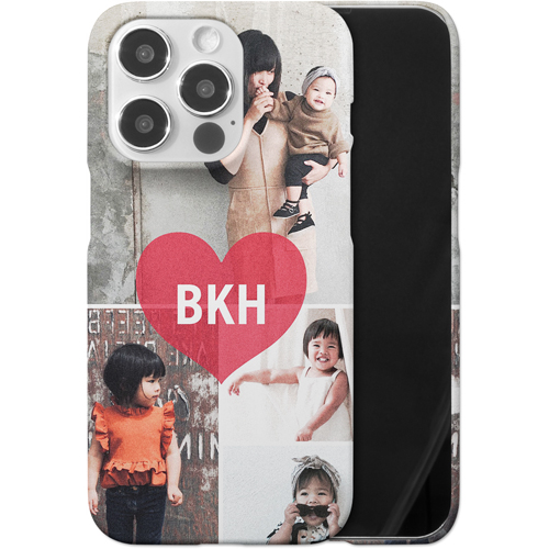 Heart Monogram iPhone Case, Slim Case, Matte, iPhone 14 Pro, Red, cherry