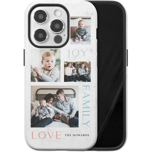 Marble Joy Family Love iPhone Case, Silicone Liner Case, Matte, iPhone 14 Pro, White