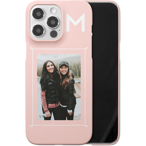 Doodle Border Monogram iPhone Case, Slim Case, Matte, iPhone 14 Pro Max, Pink, priscilla