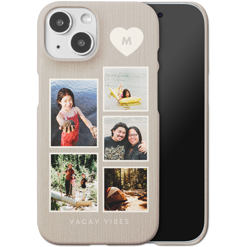 Corner Heart Initial iPhone Case, Slim Case, Matte, iPhone 15, Beige, antique white