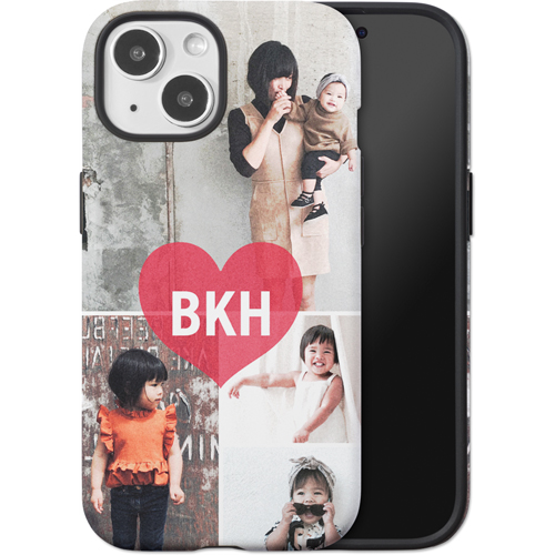 Heart Monogram iPhone Case, Silicone Liner Case, Matte, iPhone 15, Red