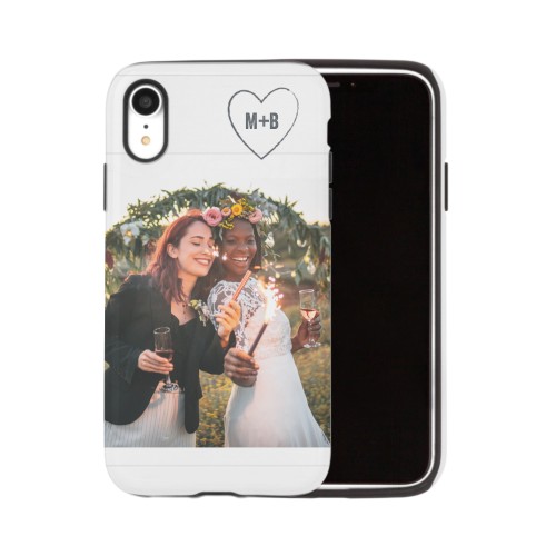 Together Initial Heart iPhone Case, Silicone Liner Case, Matte, iPhone XR, White, white