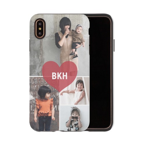 Heart Monogram iPhone Case, Silicone Liner Case, Matte, iPhone XS Max, Red, cherry