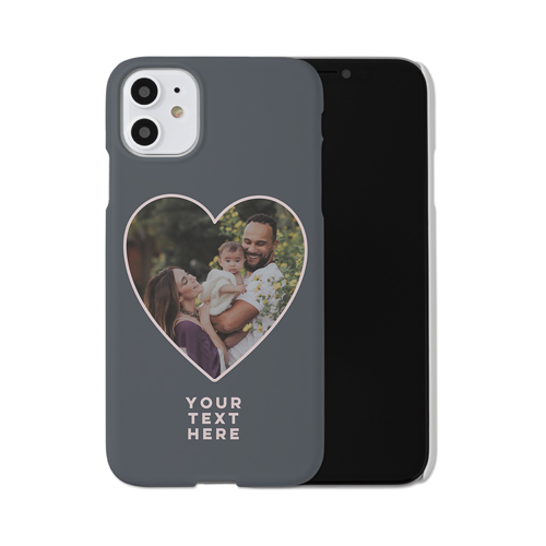Heart Cutout iPhone Case, Slim Case, Matte, iPhone 11, Black, silhouette