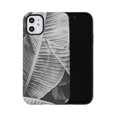 Monochrome Leaves iPhone Case, Silicone Liner Case, Matte, iPhone 11, Multicolor