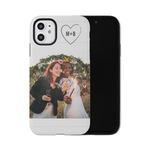 Together Initial Heart iPhone Case, Silicone Liner Case, Matte, iPhone 11, White, white