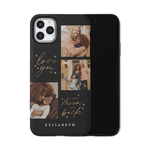 Love To The Moon Sparkle iPhone Case, Silicone Liner Case, Matte, iPhone 11 Pro Max, Black, black