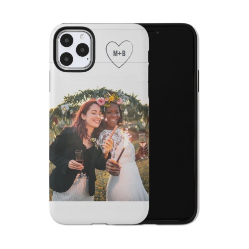 Together Initial Heart iPhone Case, Silicone Liner Case, Matte, iPhone 11 Pro Max, White, white
