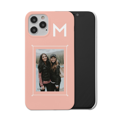 Doodle Border Monogram iPhone Case, Slim Case, Matte, iPhone 12 Pro, Pink