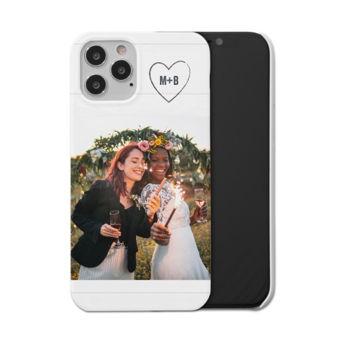Together Initial Heart iPhone Case, Slim Case, Matte, iPhone 12 Pro, White, white
