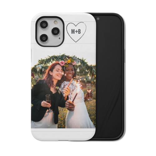 Together Initial Heart iPhone Case, Silicone Liner Case, Matte, iPhone 12 Pro Max, White