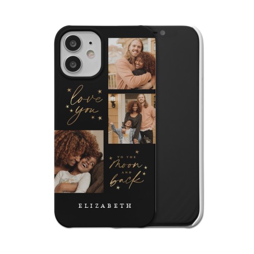 Love To The Moon Sparkle iPhone Case, Slim Case, Matte, iPhone 12 Mini, Black