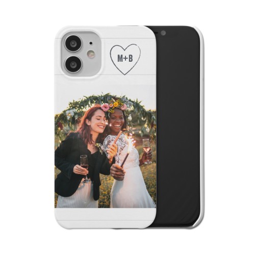 Together Initial Heart iPhone Case, Slim Case, Matte, iPhone 12 Mini, White