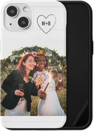 Together Initial Heart iPhone Case, Silicone Liner Case, Matte, iPhone 13, White, white