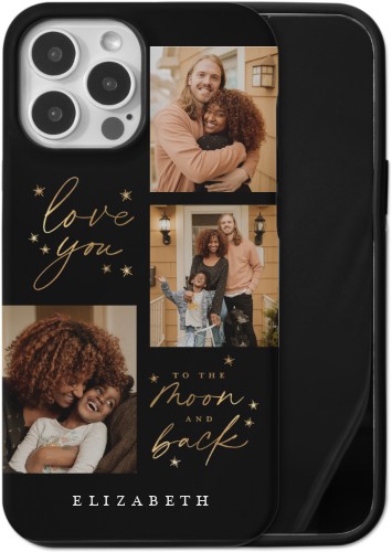 Love To The Moon Sparkle iPhone Case, Silicone Liner Case, Matte, iPhone 13 Pro Max, Black